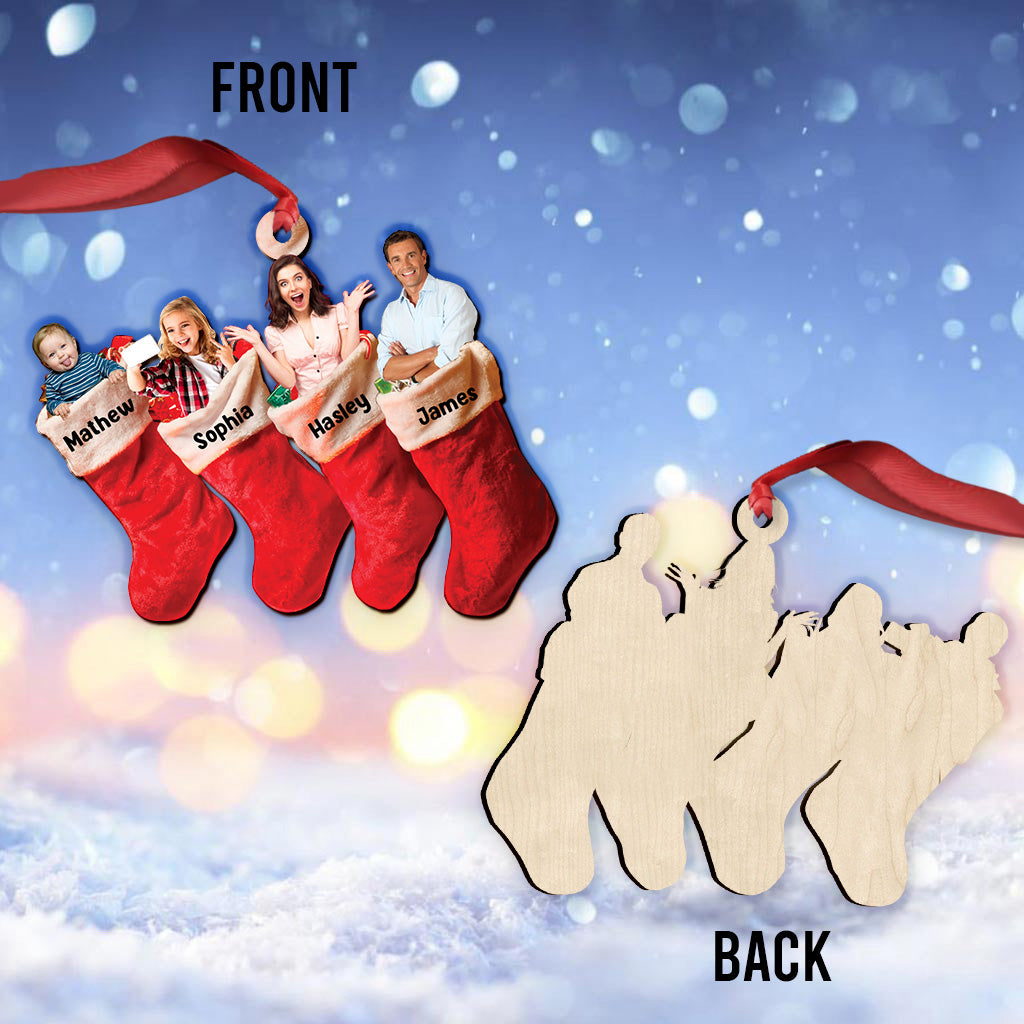 Cadeau de Noël familial avec photo intégrée - Ornement familial personnalisé