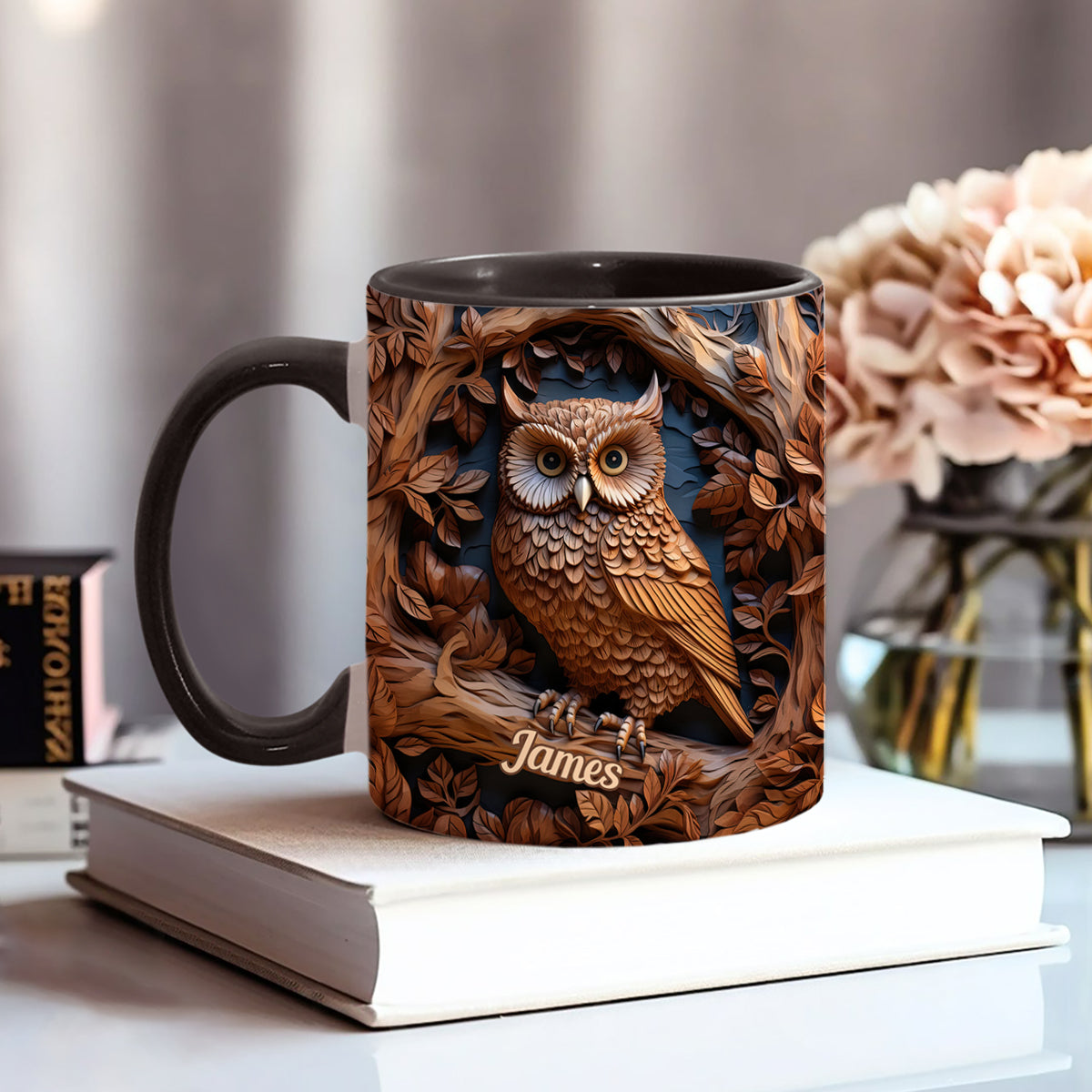 Mug personnalisé « Juste une fille qui aime les hiboux » avec motif hibou