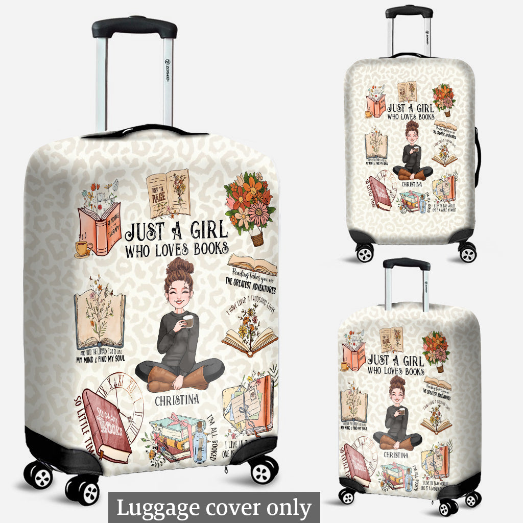 Une fille qui aime les livres - Housse de valise personnalisée en forme de livre