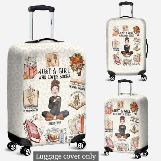 Une fille qui aime les livres - Housse de valise personnalisée en forme de livre