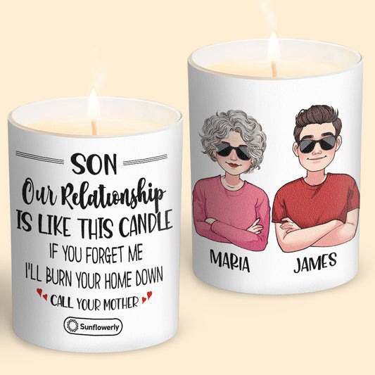 Notre relation est ainsi faite - Bougie personnalisée pour fils avec couvercle en bois