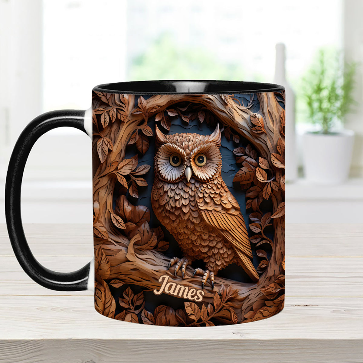 Mug personnalisé « Juste une fille qui aime les hiboux » avec motif hibou