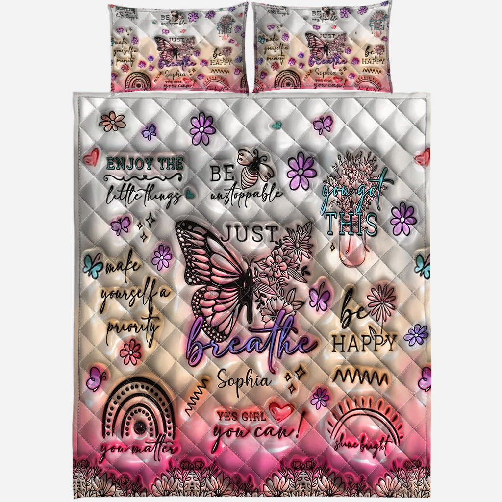 Ensemble de courtepointe papillon à affirmations positives - Personnalisé