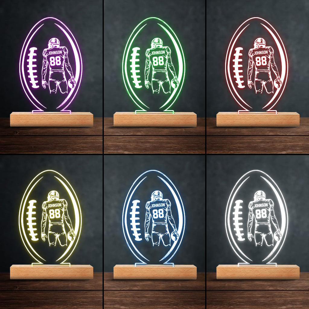 Lampe de nuit en forme de ballon de football - Cadeau idéal pour lui, petit ami, mari, fils - Socle lumineux personnalisé