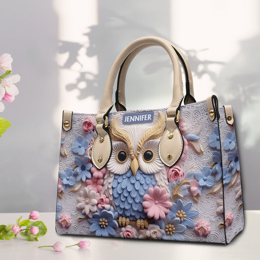 Magnifique hibou - Sac à main en cuir personnalisé avec hibou
