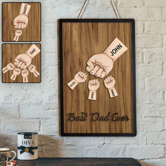 Meilleur papa du monde - Plaque en bois personnalisée à 2 couches « Papa »