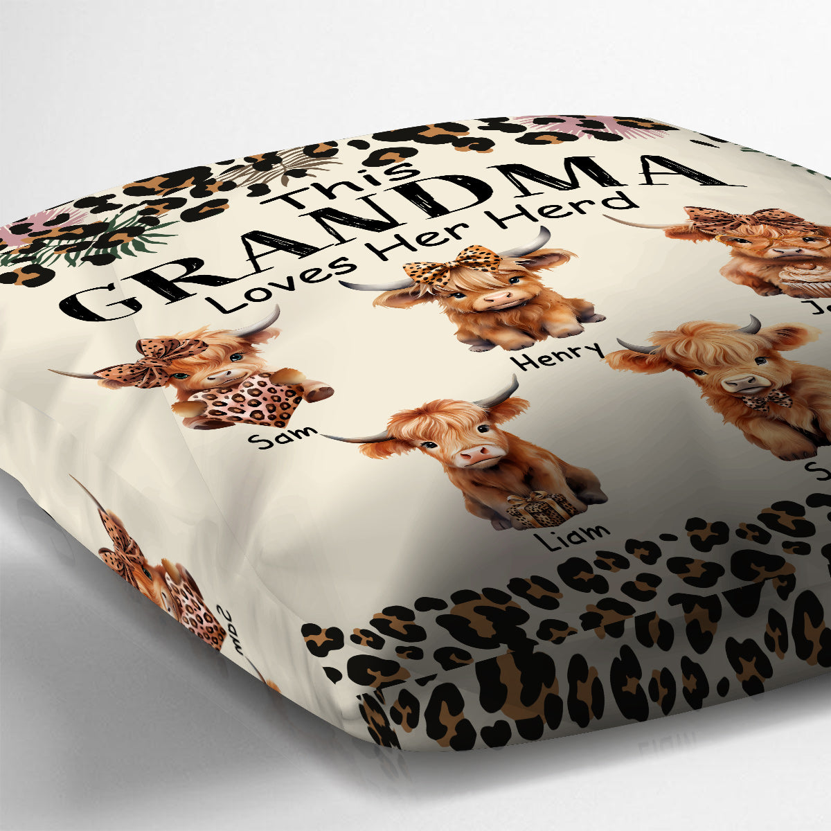 Mamie/Nana/Mimi... Aime sa famille - Coussin décoratif personnalisé pour grand-mère