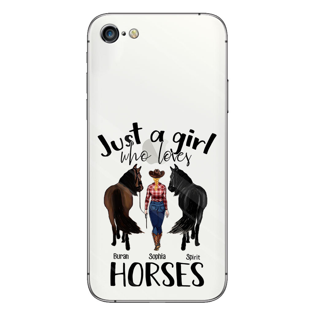 Juste une fille qui aime les chevaux - Coque de téléphone transparente personnalisée avec motif cheval