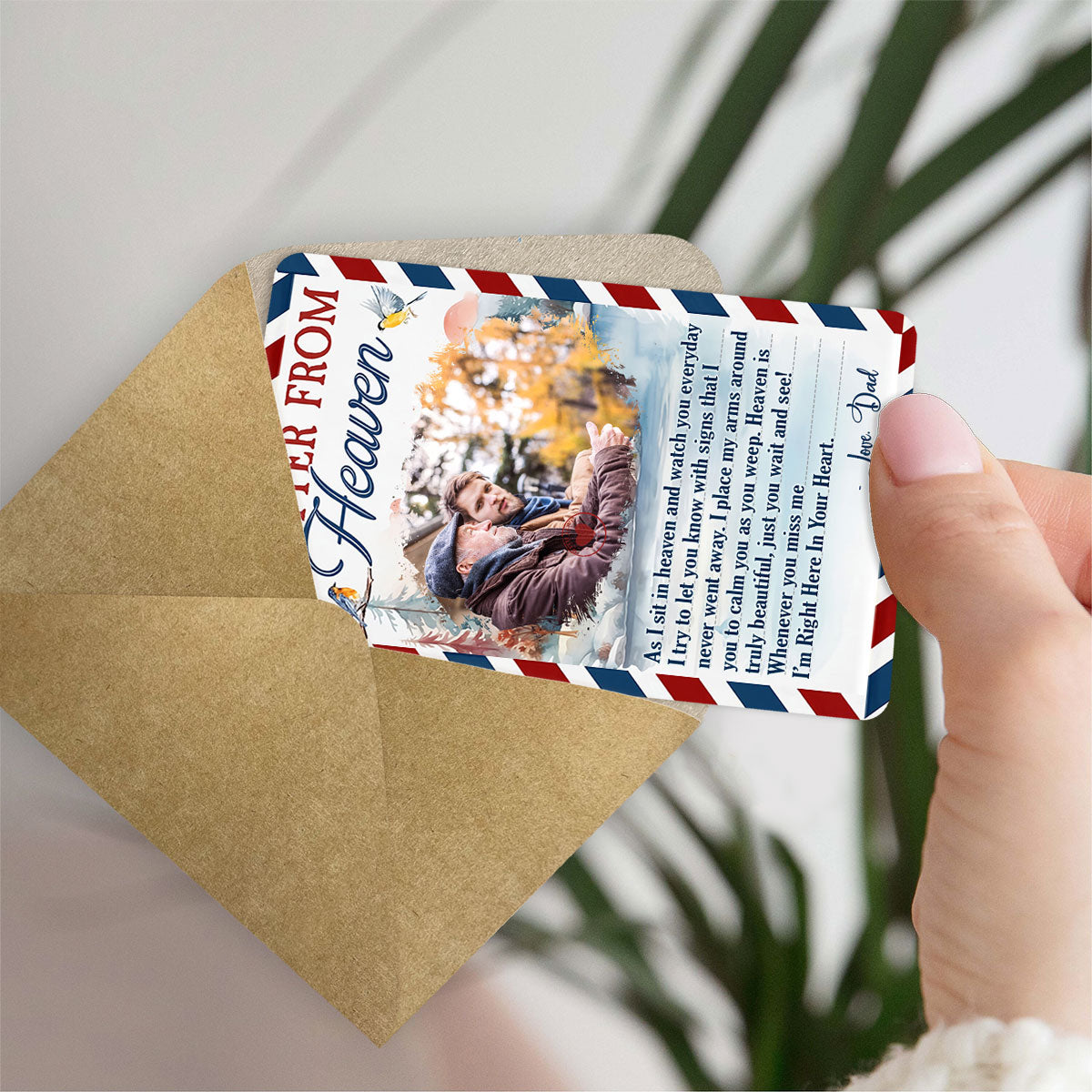 Lettre du Ciel - Cadeau commémoratif en cas de décès - Carte personnalisée à insérer dans un portefeuille