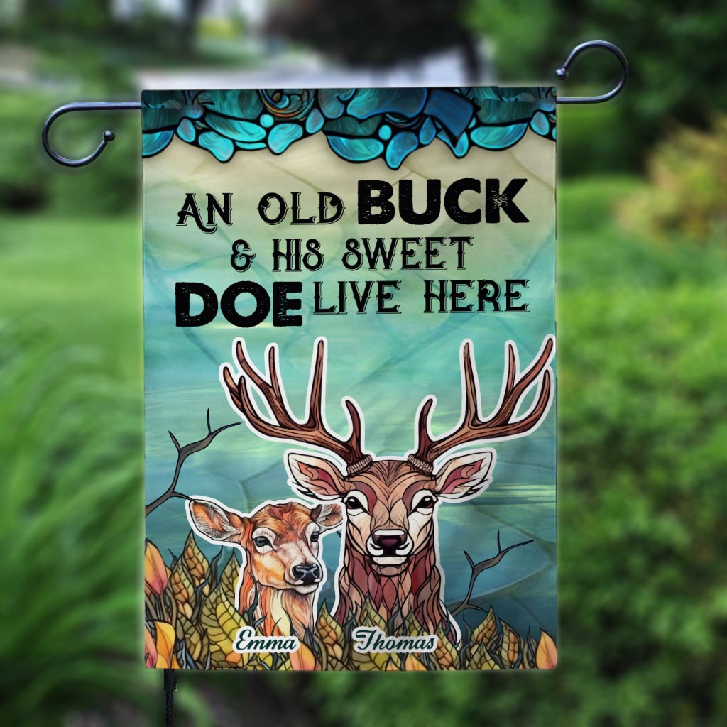 Vivez ici - Drapeau de jardin de chasse personnalisé