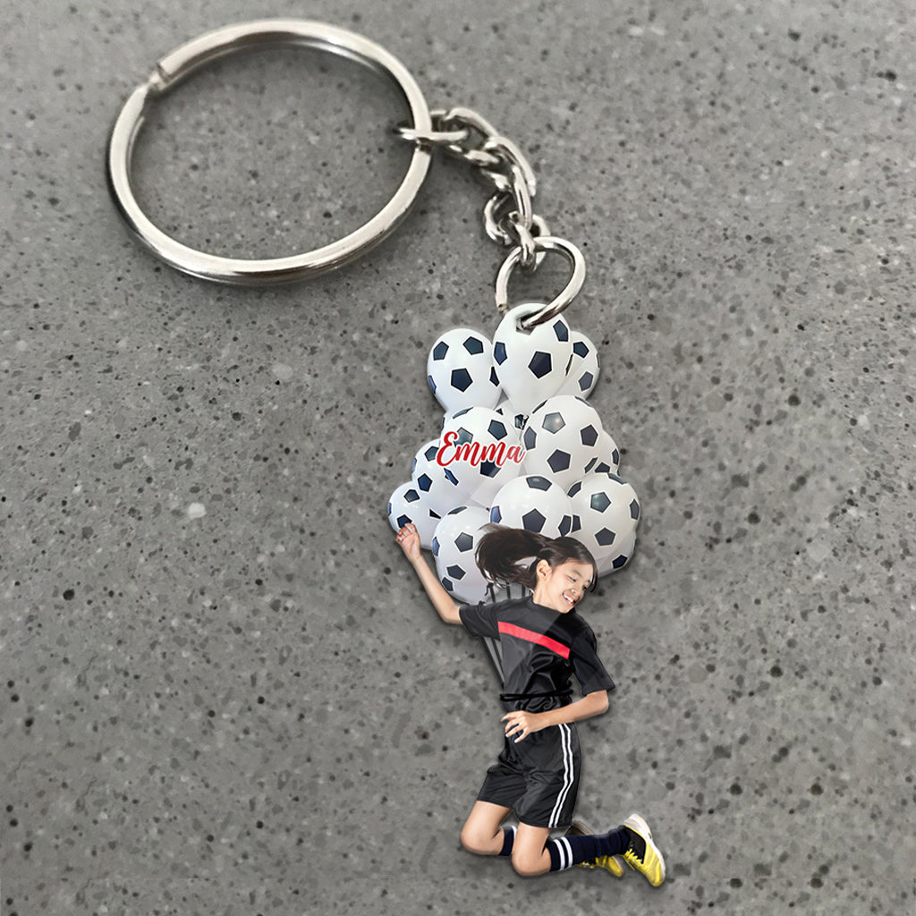 Happy Football Player - Personalized Football Keychain