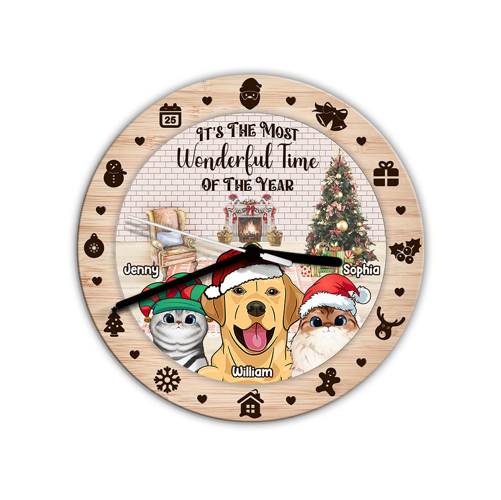 La plus belle période de l'année - Horloge murale chat personnalisée