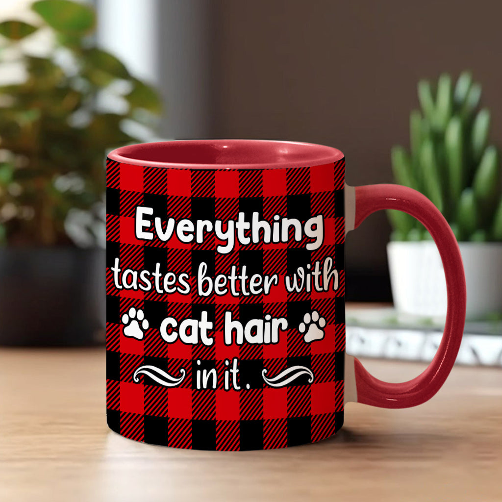 Tout est meilleur avec des poils de chat ou de chien ! – Mug personnalisé à motif chat