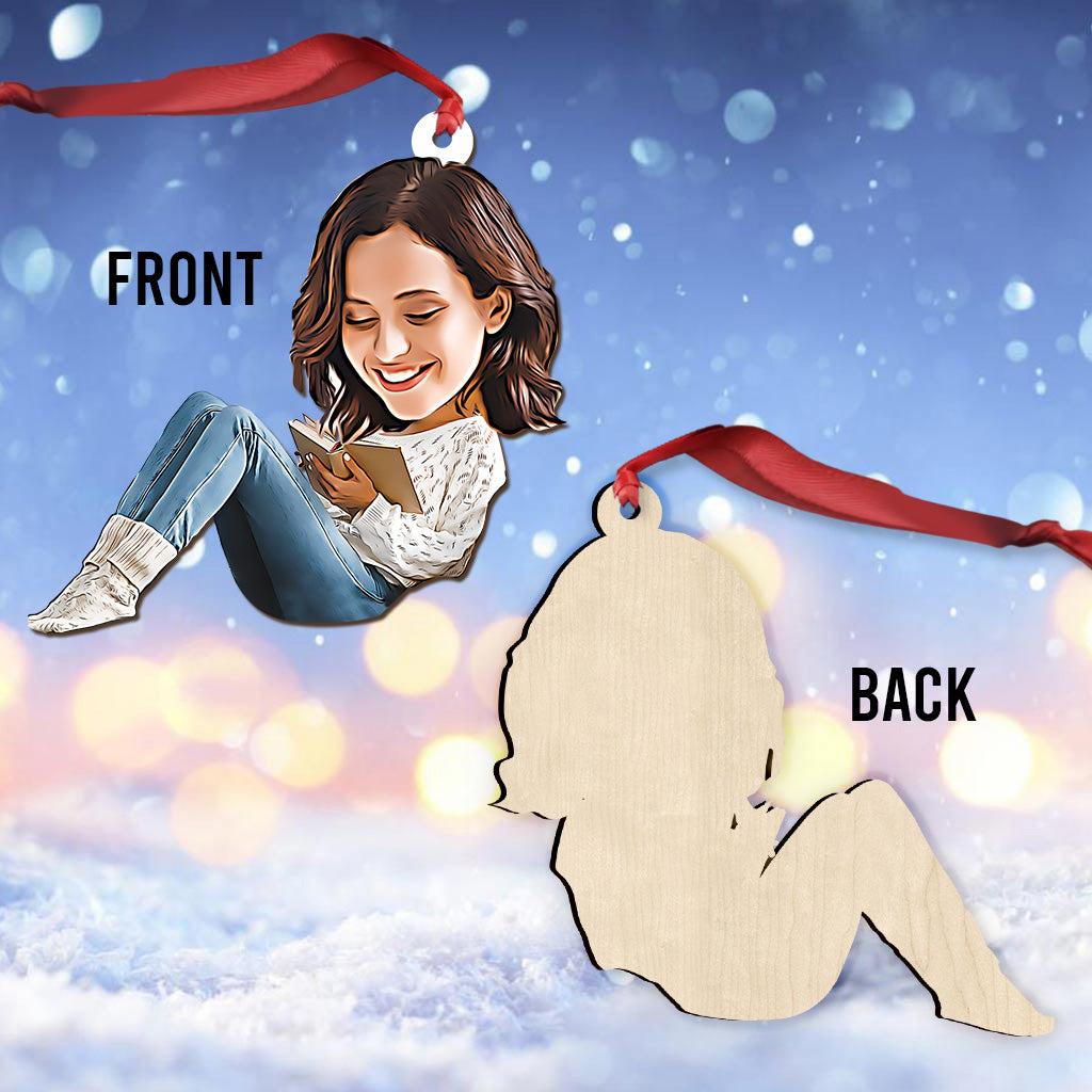 Caricature Book Lovers Portrait - Personalized Book Ornament