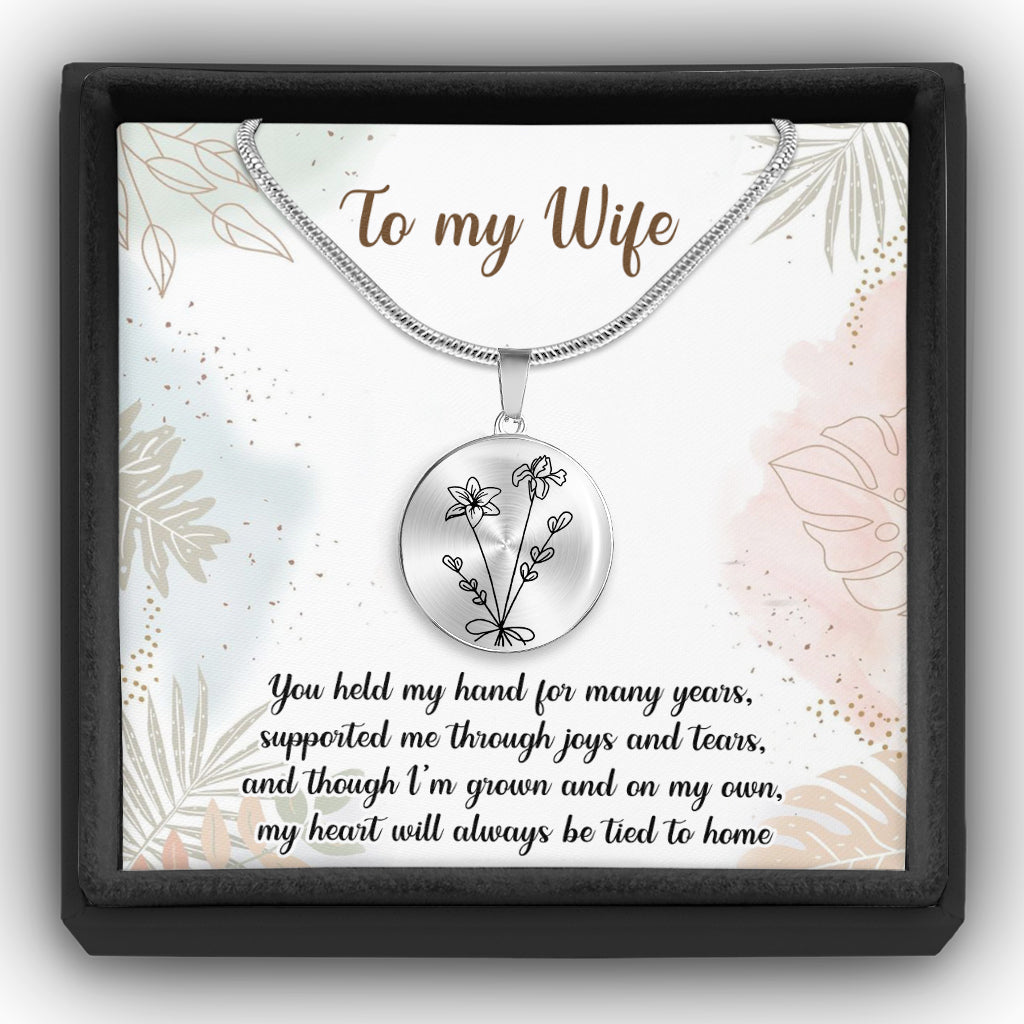 Collier pendentif rond personnalisé « Fleur d'anniversaire » - Cadeau pour maman, épouse, petite amie, grand-mère