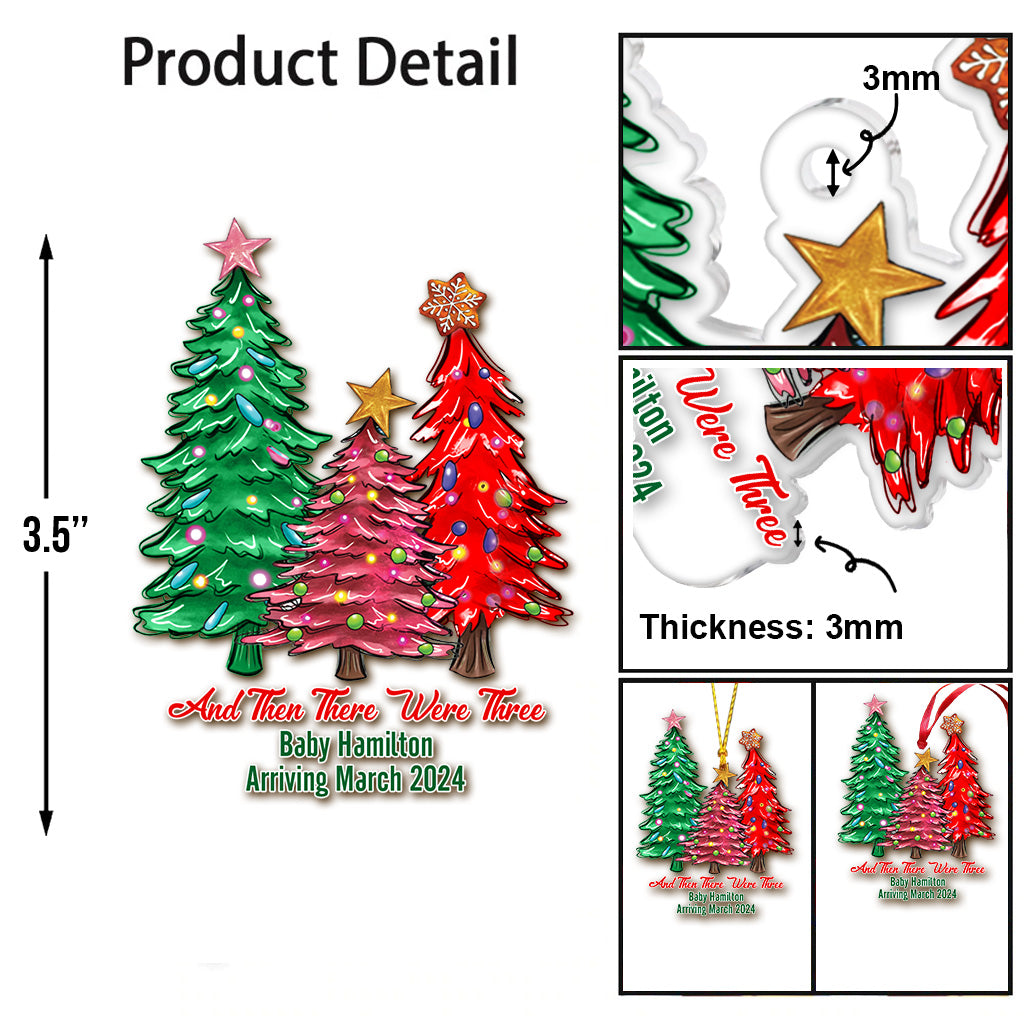 Et puis il n'en restait plus que trois - Ornement de grossesse transparent personnalisé