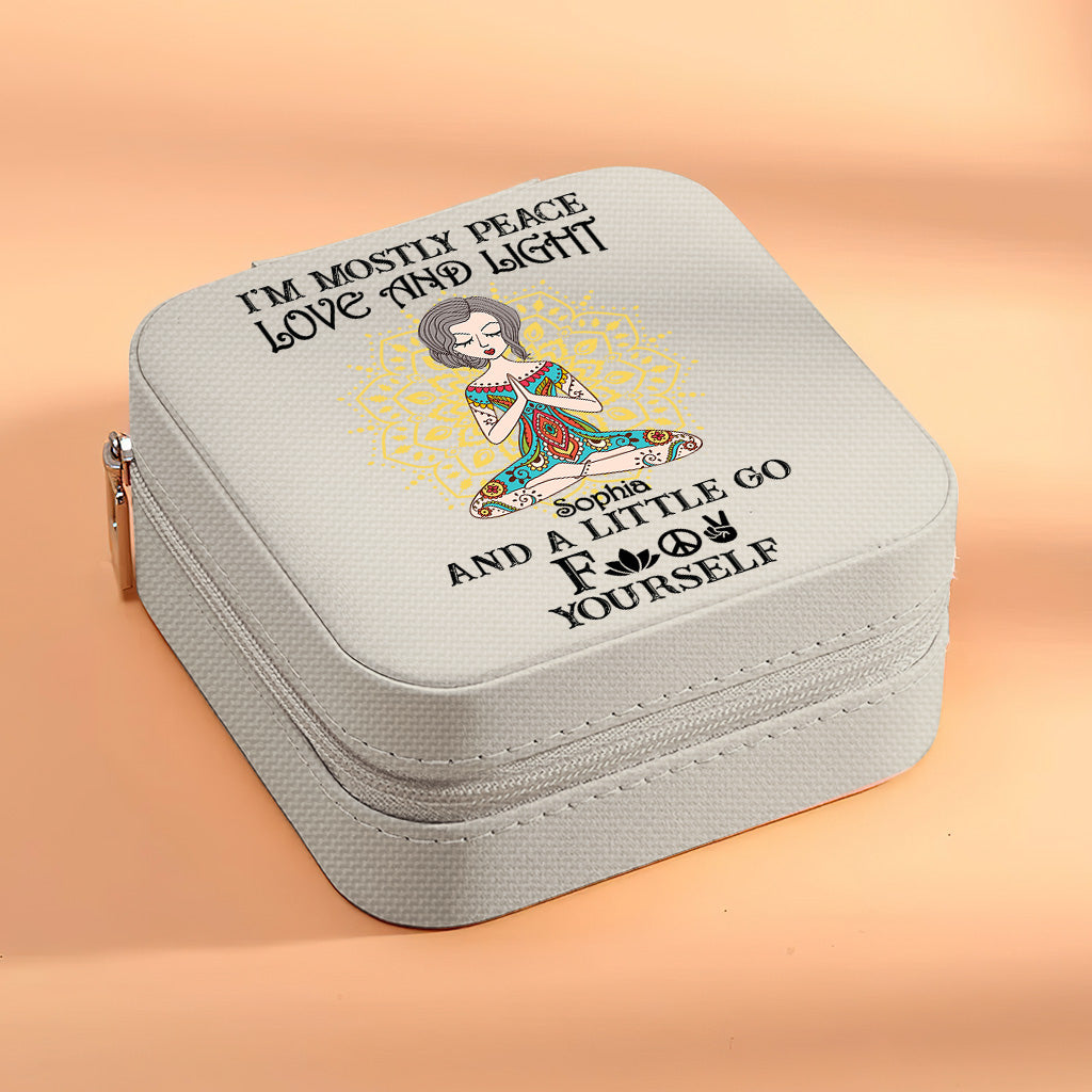 I’m Mostly Peace Love And Light - Personalized Yoga Jewelry Box