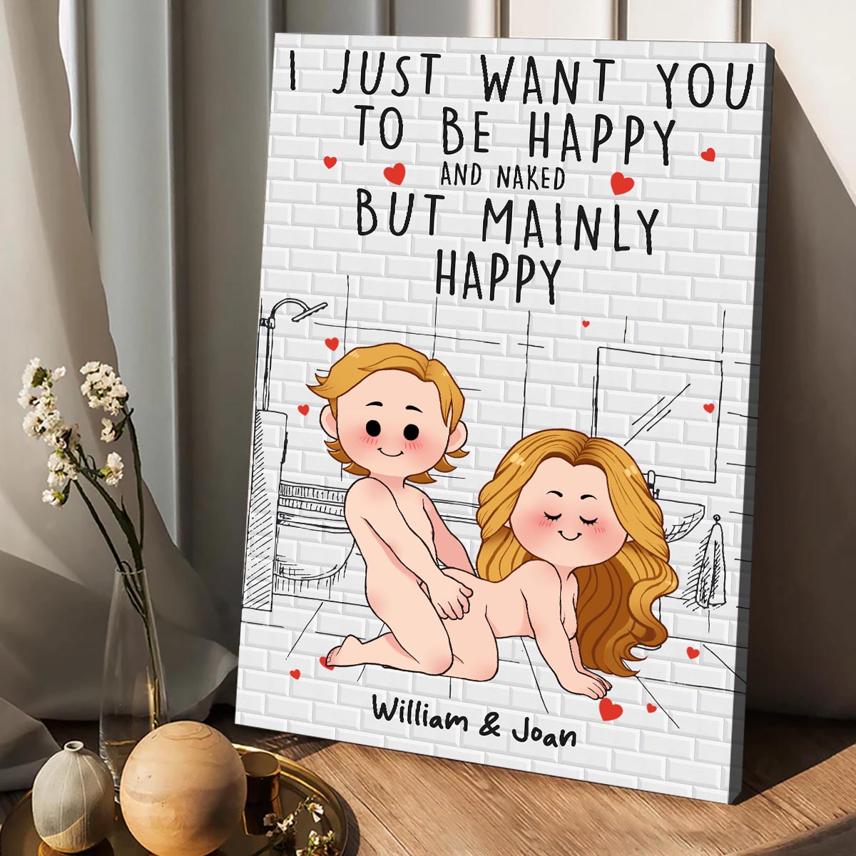 Économisez l'eau en prenant une douche ensemble - Toile et affiche personnalisées pour couples