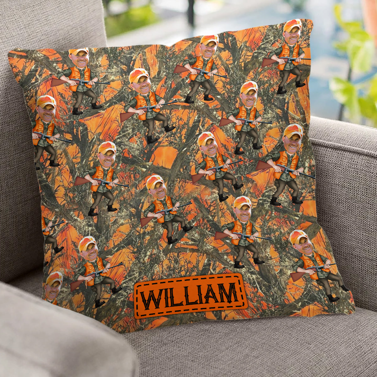 Coussin décoratif personnalisé avec photo de chasseur