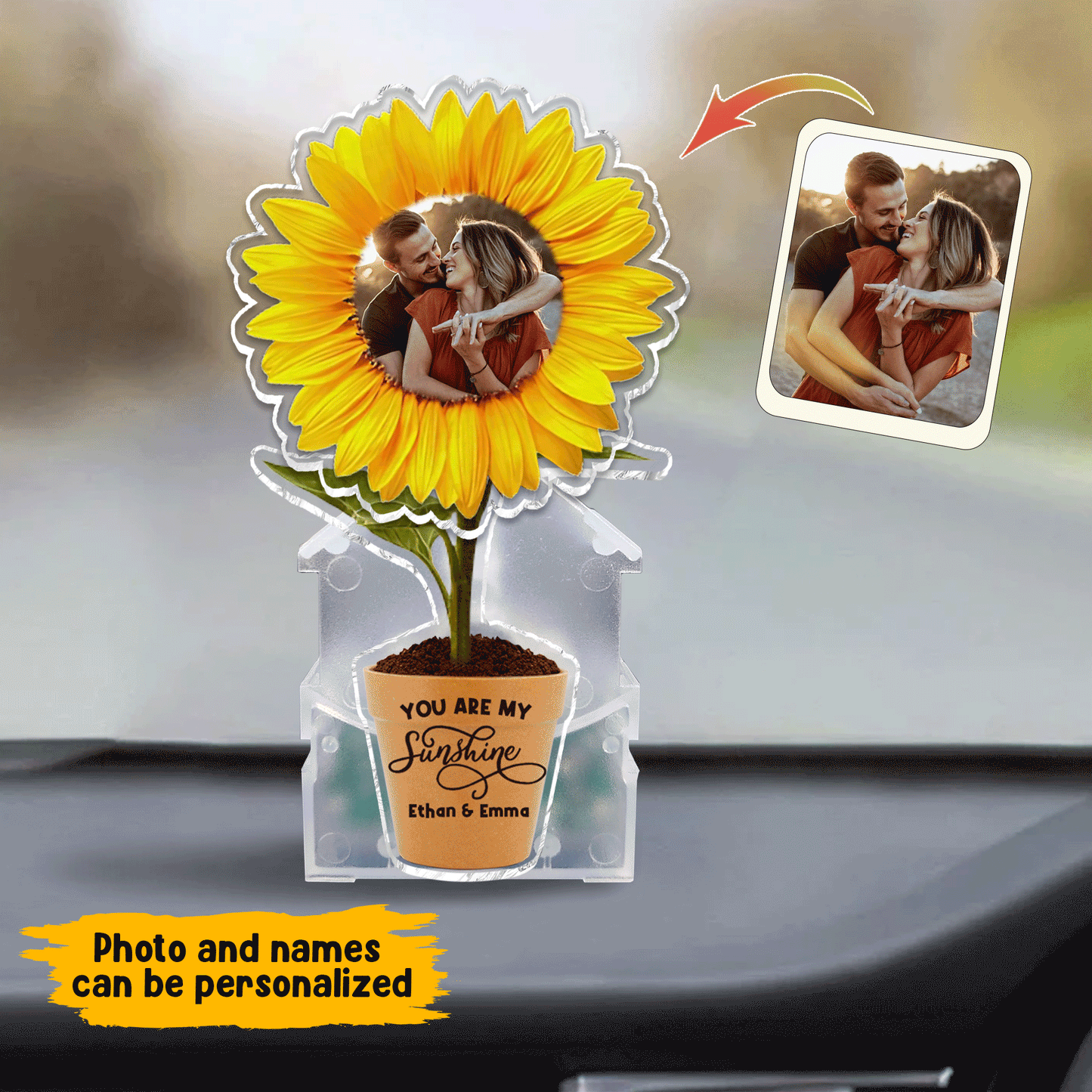 Tu es mon rayon de soleil - Cadeau pour mari, femme, petit ami, petite amie, maman, grand-mère - Tête à secouer personnalisée