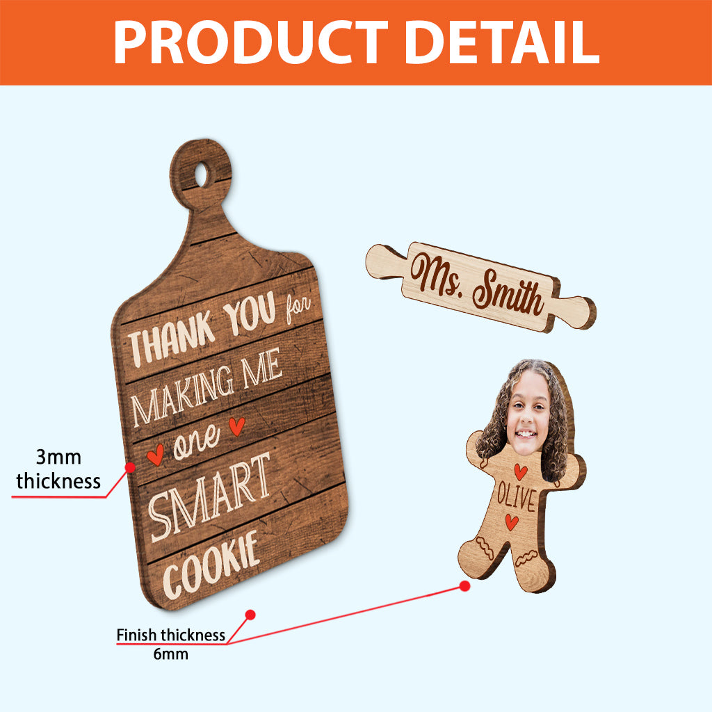 Merci de m'avoir fait une personne si intelligente - Ornement personnalisé pour enseignante en 2 parties