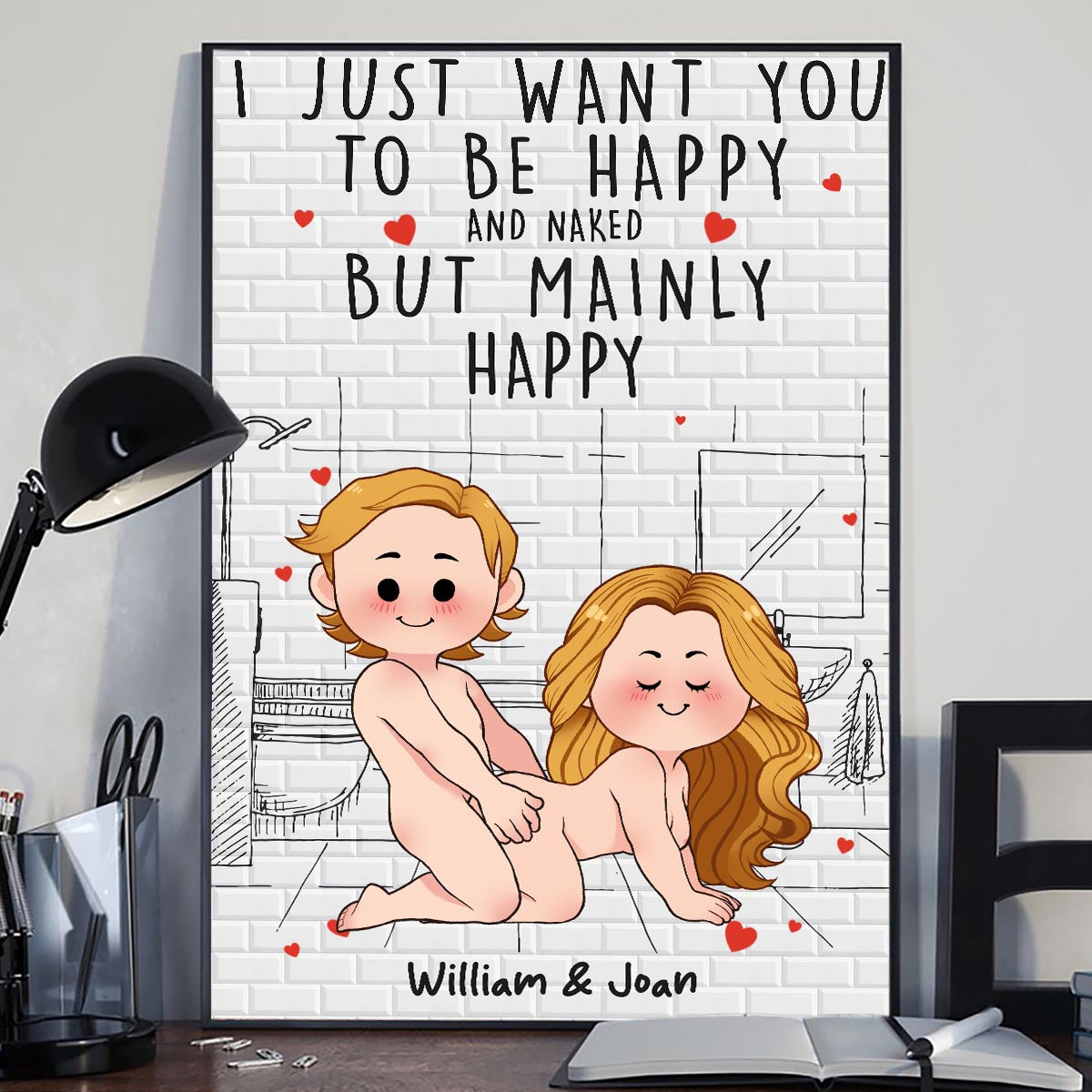 Économisez l'eau en prenant une douche ensemble - Toile et affiche personnalisées pour couples