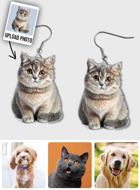 Boucles d'oreilles photo personnalisées - Cadeau pour les amoureux des chats et des chiens - Boucles d'oreilles personnalisées