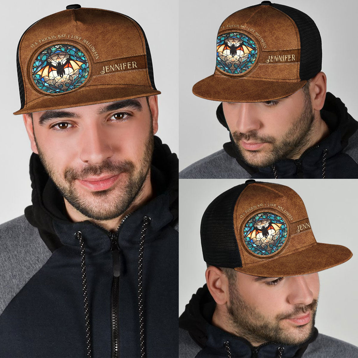 C'est une chauve-souris ! J'adore Halloween ! - Chapeau de camionneur sorcière personnalisé