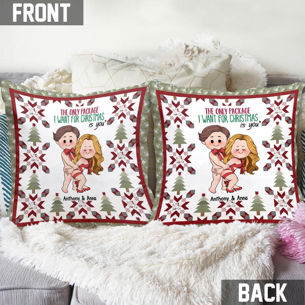 Le seul cadeau que je veux pour Noël, c'est toi - Coussin décoratif personnalisé pour couple