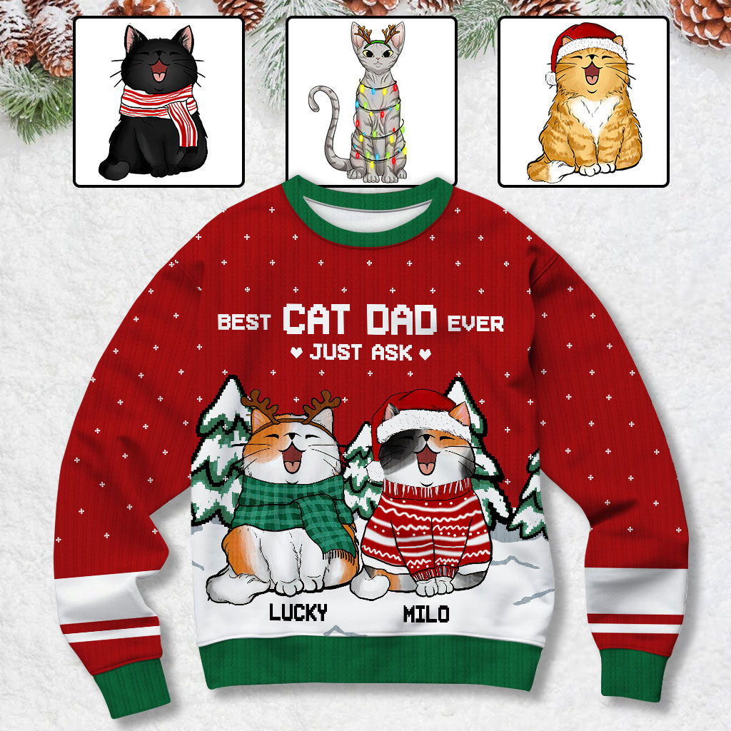 Meilleur papa chat du monde - Pull moche personnalisé pour chat