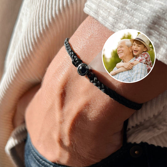 Je t'aime, Papi - Cadeau pour grand-père - Bracelet à projection personnalisé