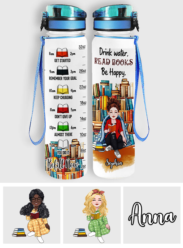 Lire le livre « Soyez heureux » - Gourde personnalisée avec suivi de l'hydratation