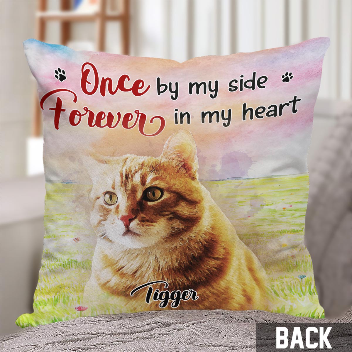 À jamais dans mon cœur - Coussin décoratif personnalisé pour chien