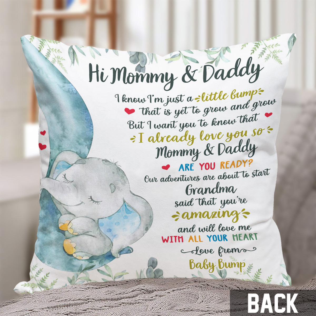 Coussin décoratif personnalisé « Amour de bébé » pour maman