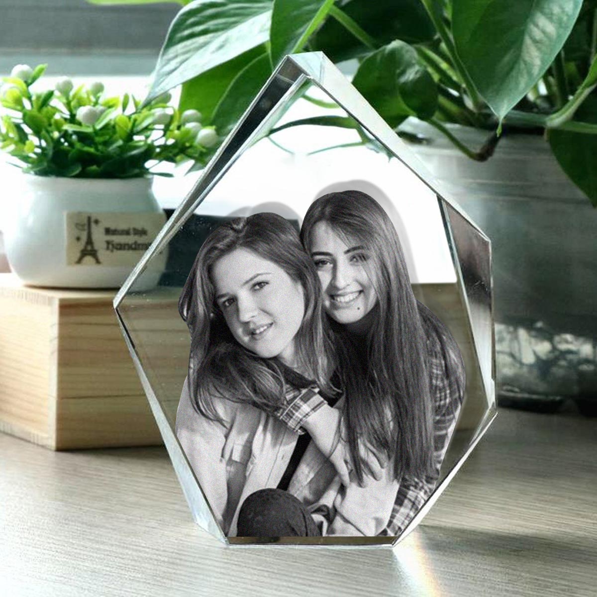 Lampe en cristal 3D en forme d'iceberg avec gravure laser personnalisée pour votre meilleure amie