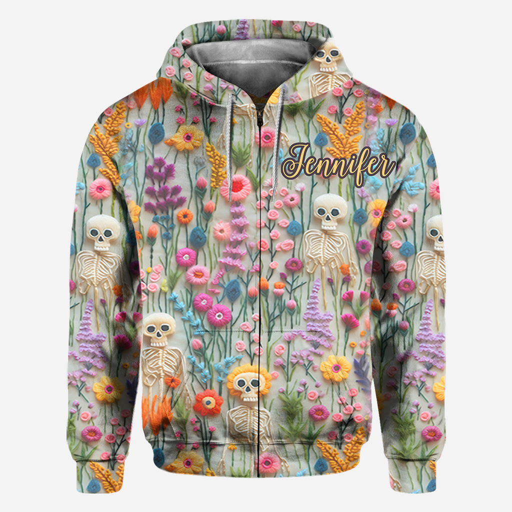 T-shirt à motif floral squelette et crâne personnalisé