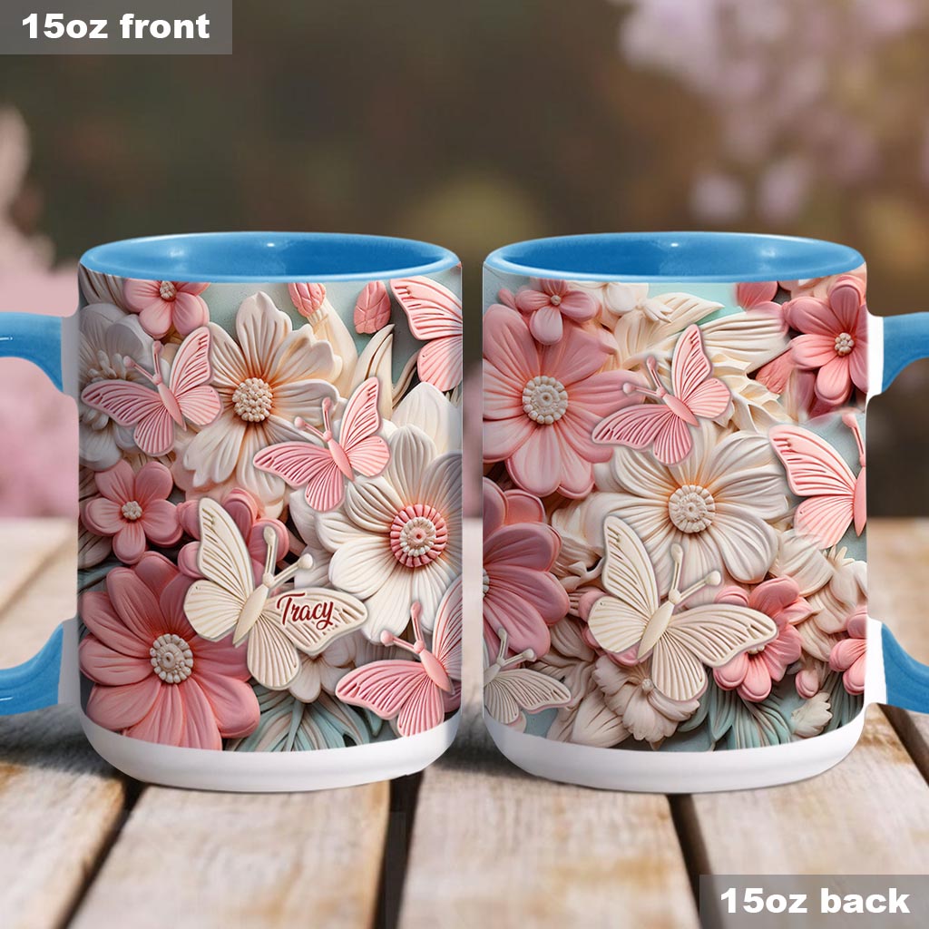 Mug personnalisé à motif papillon - Papillons et fleurs