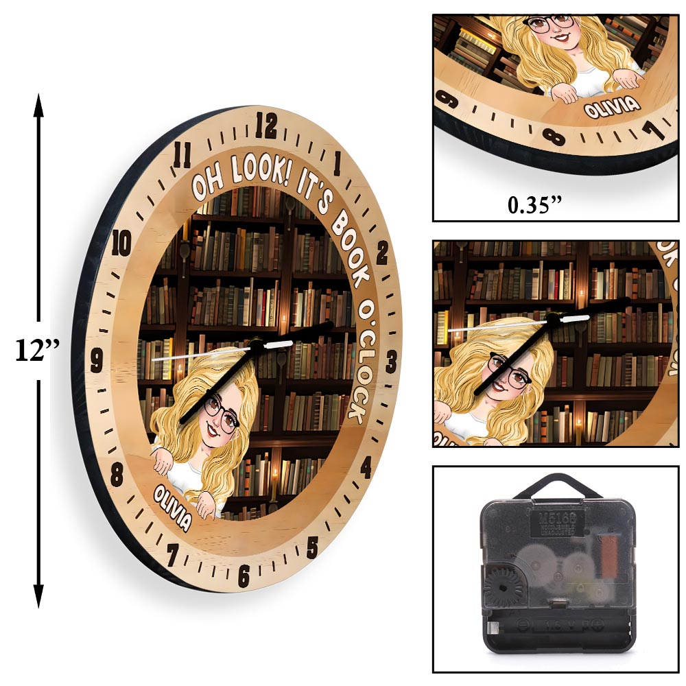 C'est l'heure du livre - Horloge murale personnalisée en forme de livre