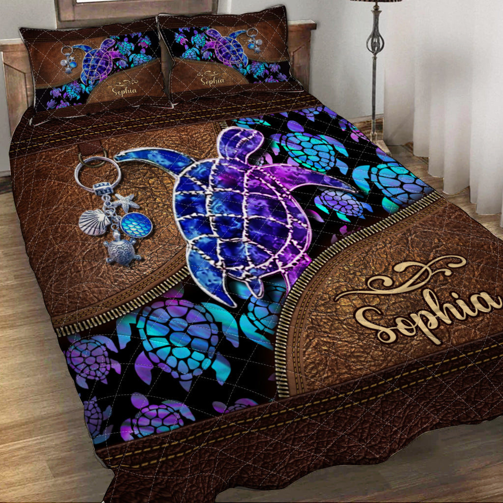 Salty Lil' Beach - Ensemble de courtepointe personnalisé avec tortue