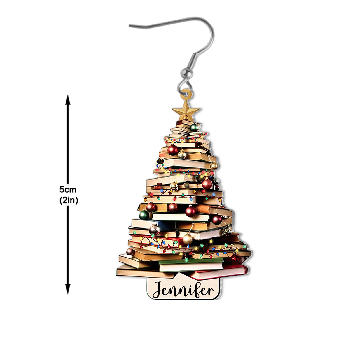 Sapin de Noël « Juste une fille qui aime les livres » - Boucles d'oreilles personnalisées en forme de livre