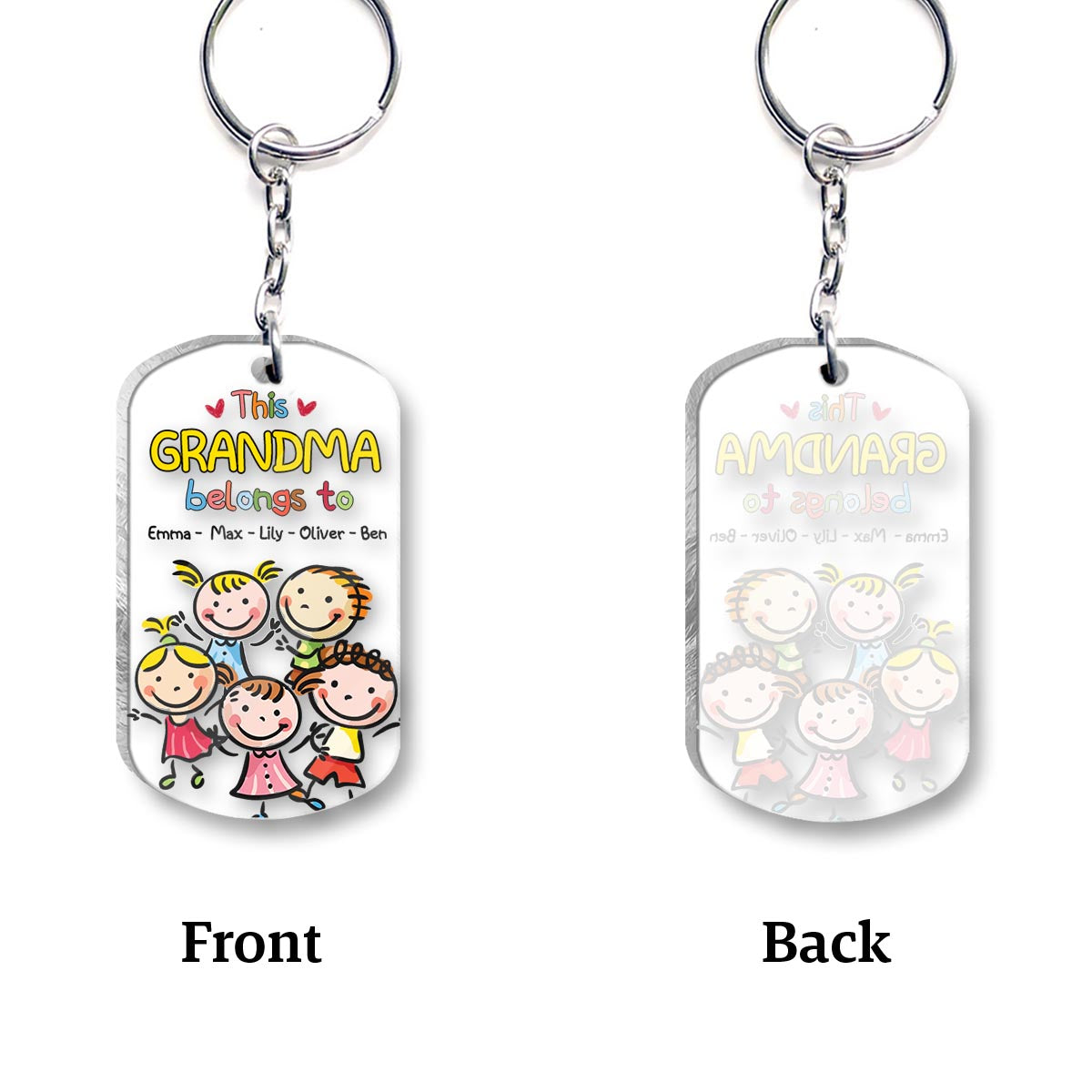 This Grandpa Belongs To - Gift for grandpa, grandma, mom, dad, uncle, aunt, brother, sister - Personalized Keychain