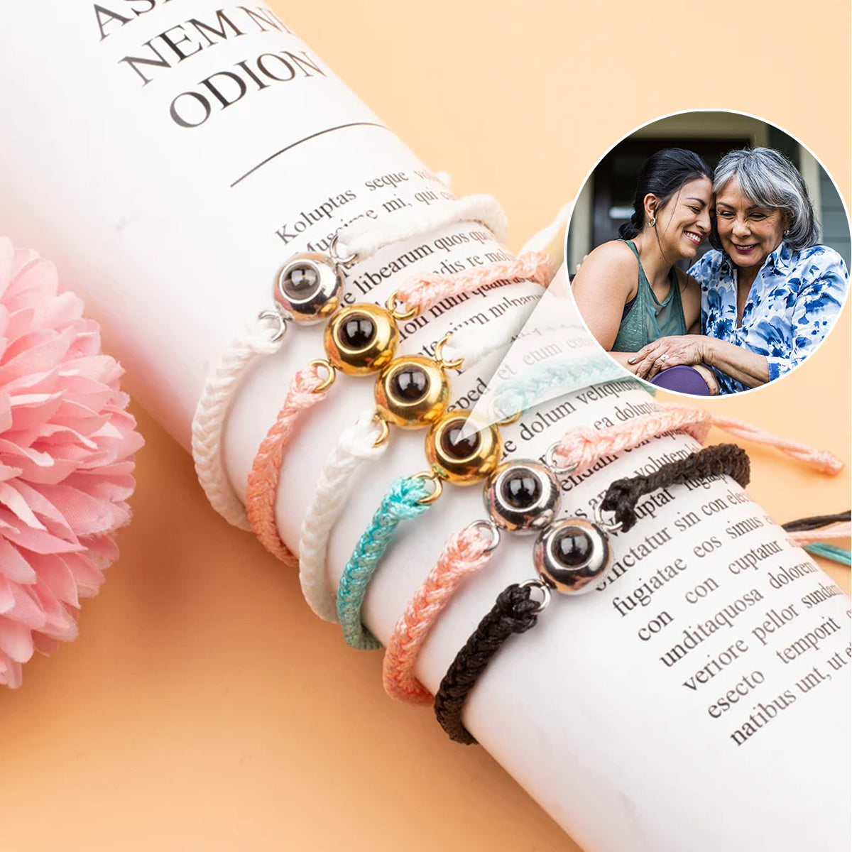 Souvenirs à immortaliser - Cadeau pour belle-mère - Bracelet de projection personnalisé