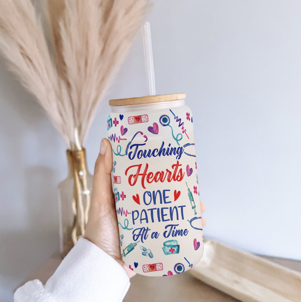 Touching Hearts - Personalized Nurse Can Glass
