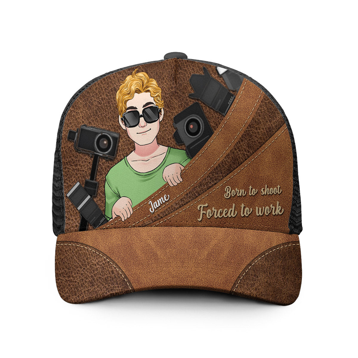 Born To Shoot Forced To Work - Photography gift for him, her, friend, dad, mom, boyfriend, girlfriend - Personalized Trucker Hat