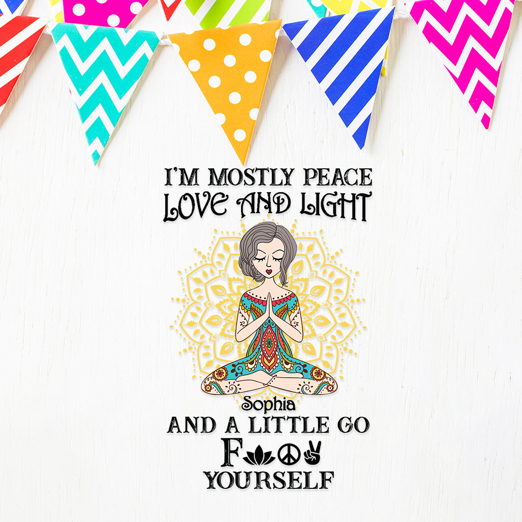 I’m Mostly Peace Love And Light - Personalized Yoga Decal Full