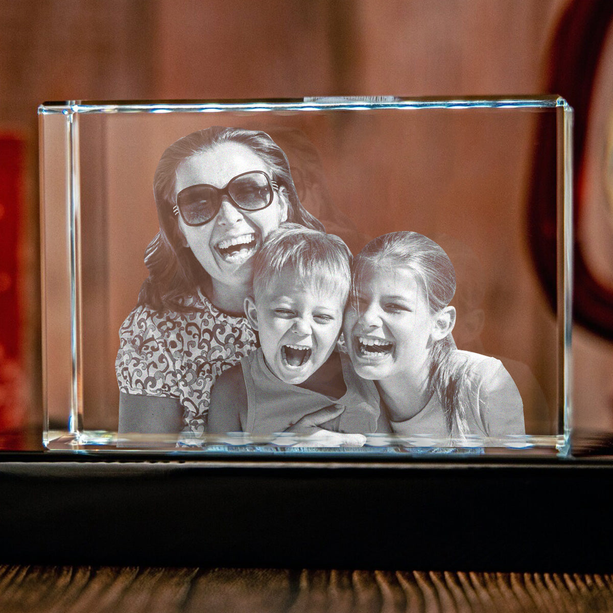 Lampe en cristal 3D cubique gravée au laser avec photo personnalisée - Belle-mère