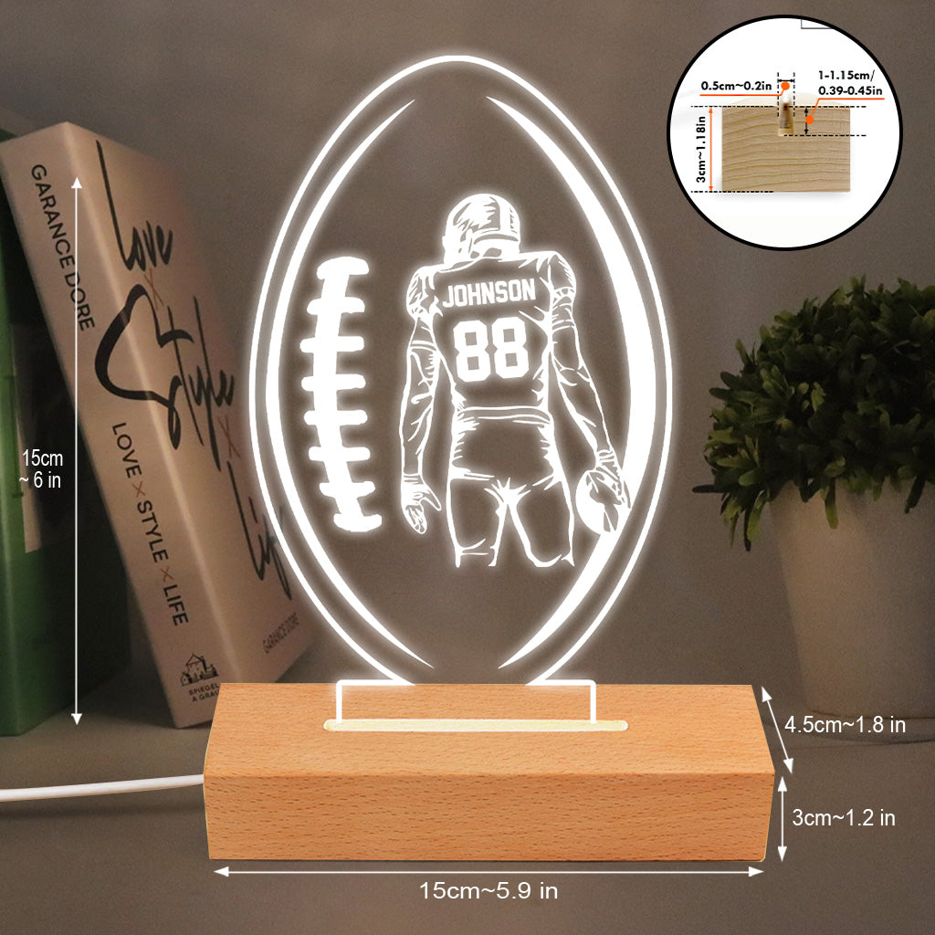 Lampe de nuit en forme de ballon de football - Cadeau idéal pour lui, petit ami, mari, fils - Socle lumineux personnalisé