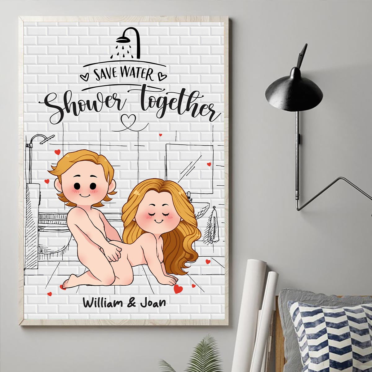 Save Water Shower Together - Personalized Couple Canvas And Poster