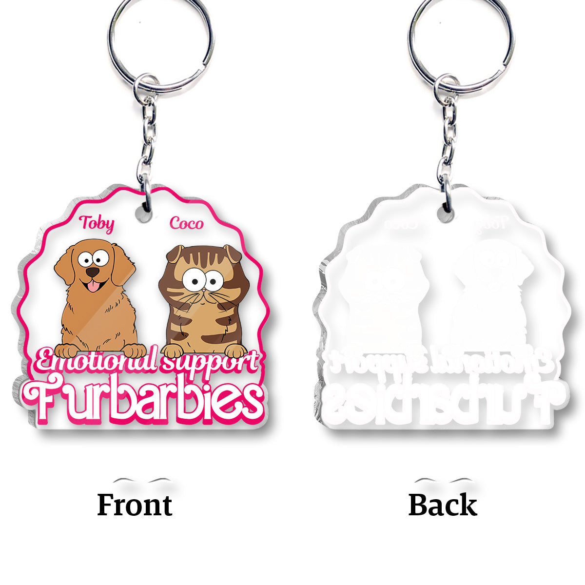 Soutien émotionnel - Cadeau pour les amoureux des chiens et des chats - Porte-clés transparent personnalisé