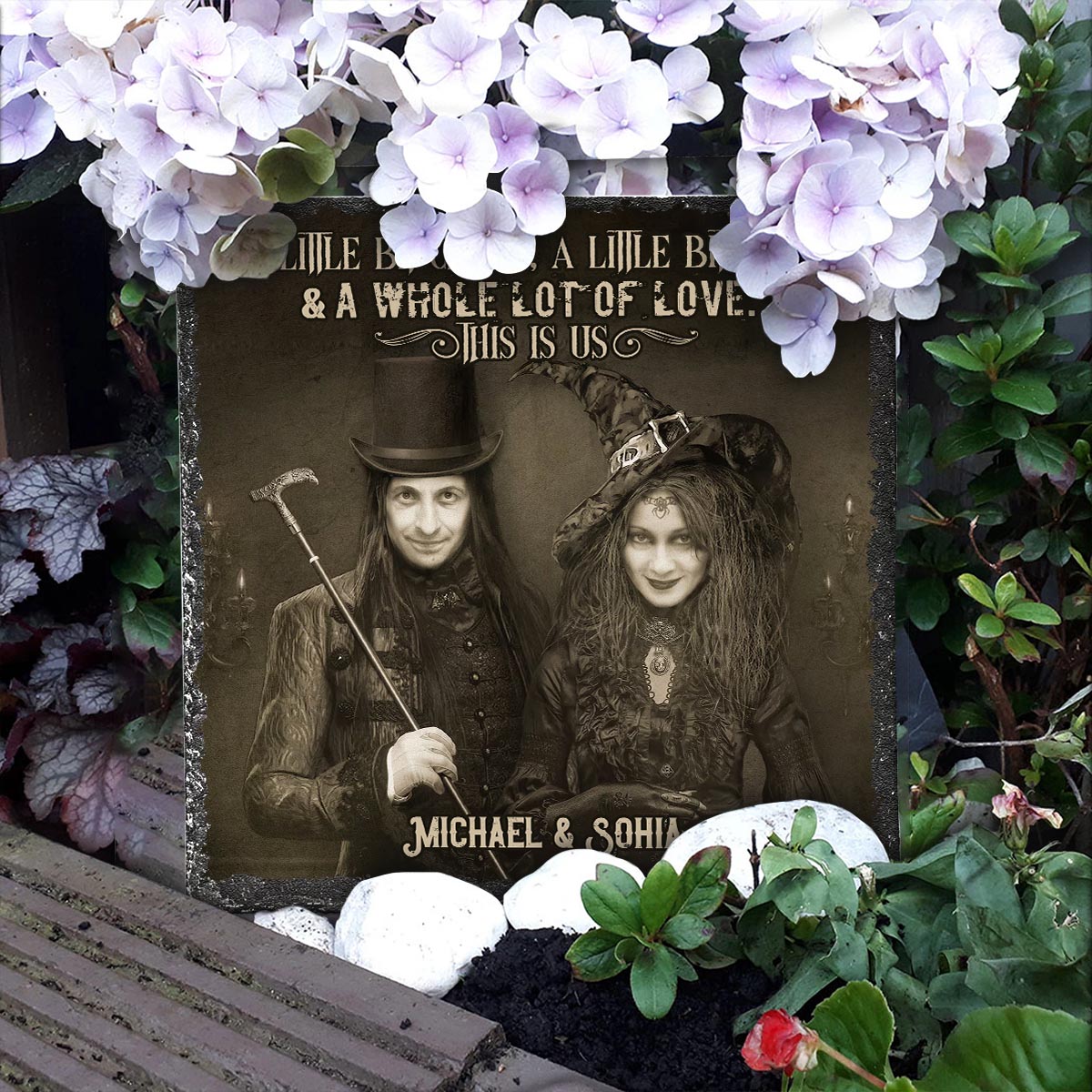 Jusqu'à ce que la mort nous sépare - Pierre carrée personnalisée pour couple